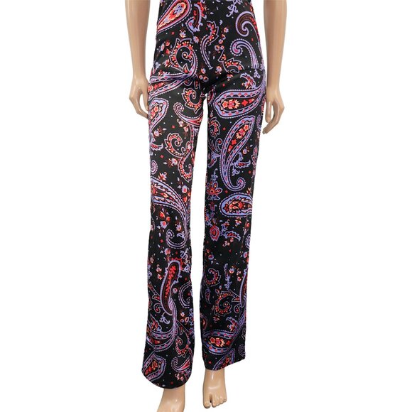 WeWoreWhat Danielle Bernstein Black Multi Paisley Satin Jumpsuit 4 - Picture 5 of 6